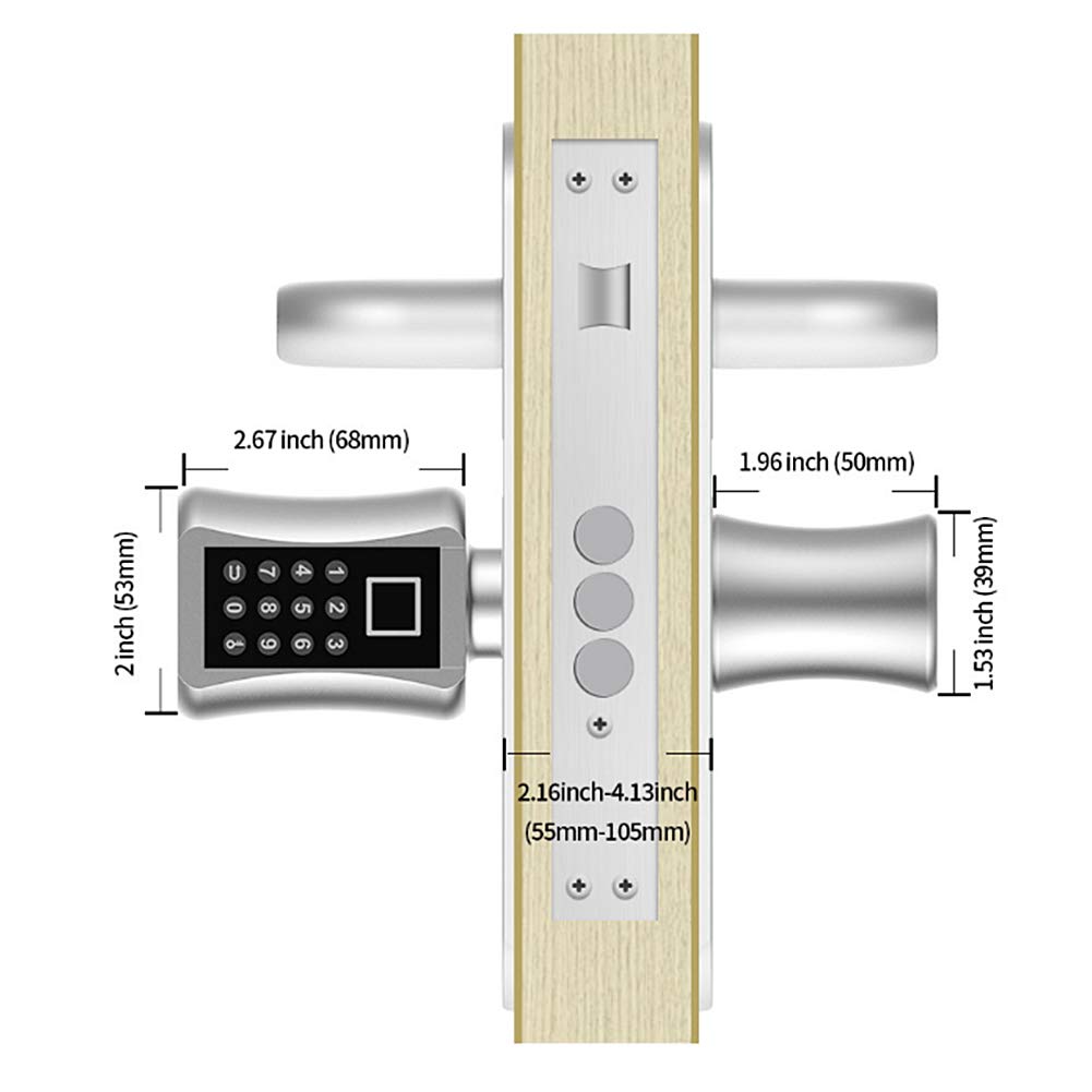 Sonew 3 en 1 Serrure Connectée, Serrure de Porte Biométrique Intelligente À Empreinte Digitale, Empreinte Digitale + Clé + Mot De Passe pour La Maison, Les Appartements(70 MM)
