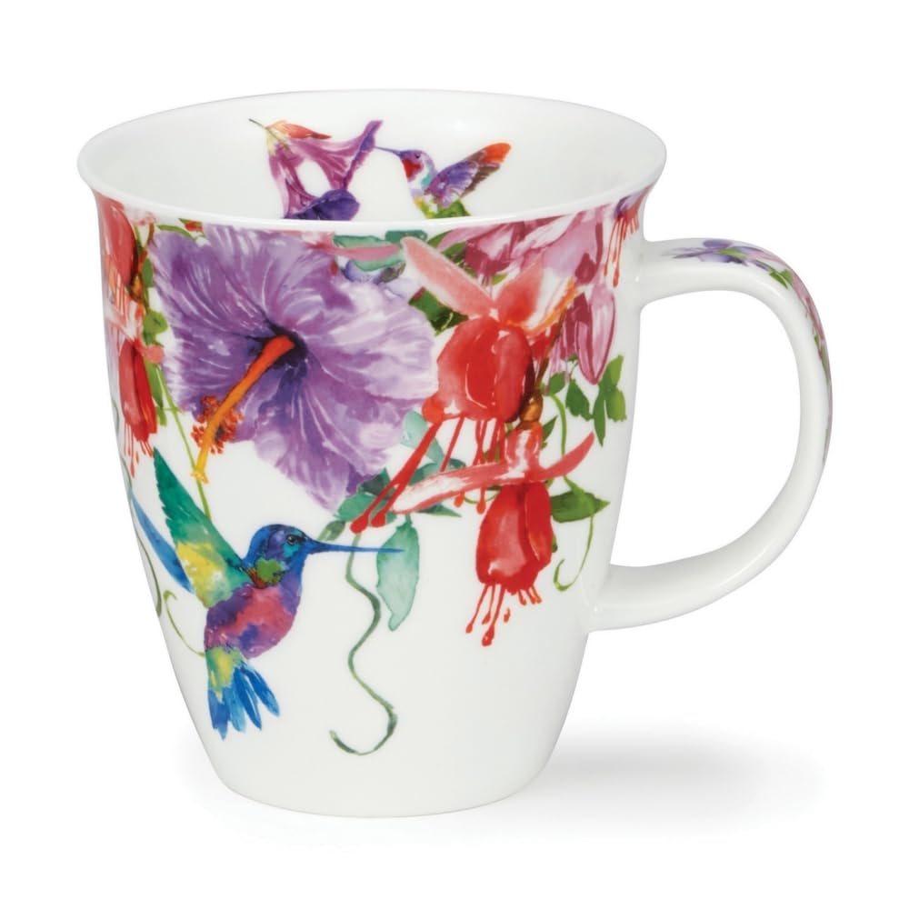 Dunoon Nevis 0.48 Litre Fine Bone China Mug Hummingbirds (Purple), 10 x 11.2 cm
