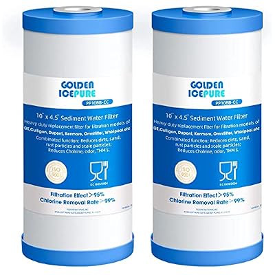 GOLDEN ICEPURE PP10BB-CC Whole House Water Filter Cartridge, 5 Micron 10" x 4.5" FXHTC Sediment and Carbon Water Filter Replacement Cartridge for GXWH40L, GXWH35F, GNWH38S, RFC-BBSA, WRC25HD