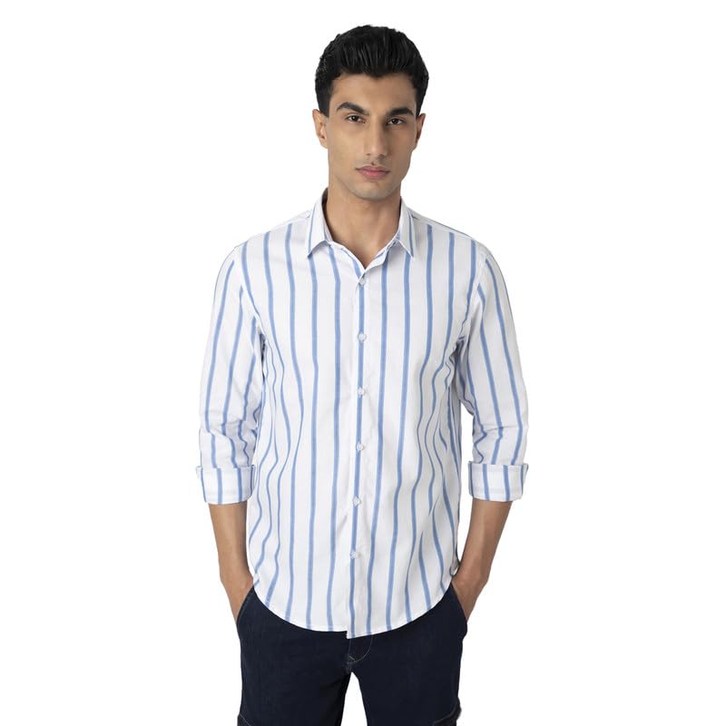 Image of Mens Striped Slim Fit Cotton Casual Shirt | Full Sleeves Mens Shirts | Stylish Shirt for Men