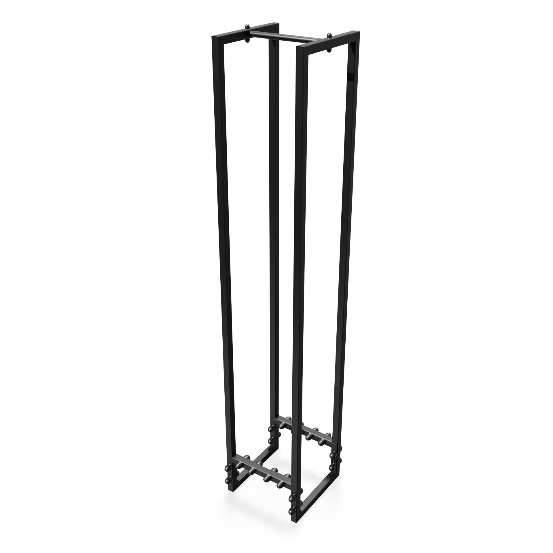 NOGGI: Kaminholzständer Metall (25x25x130 cm - schwarz) | Holzscheitregal aus Stahl | Kaminholzregal für Innen und Aussen | Stapelhilfe für Feuerholz