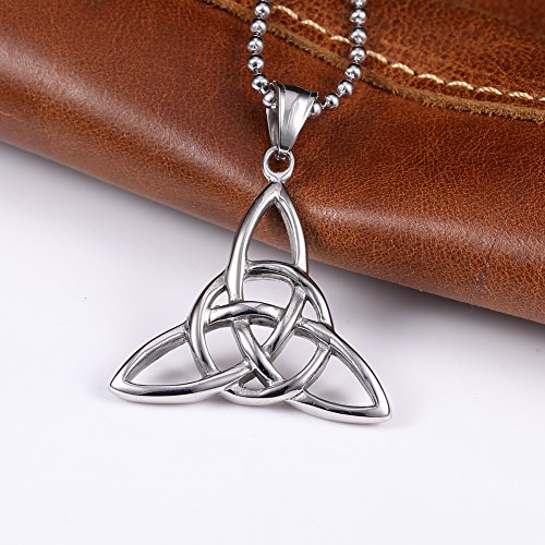 Mokiss Triquetra Trinity Celtic Knot Pendant Necklace Steel 24" Chain Fashion Stainless #TOP6
