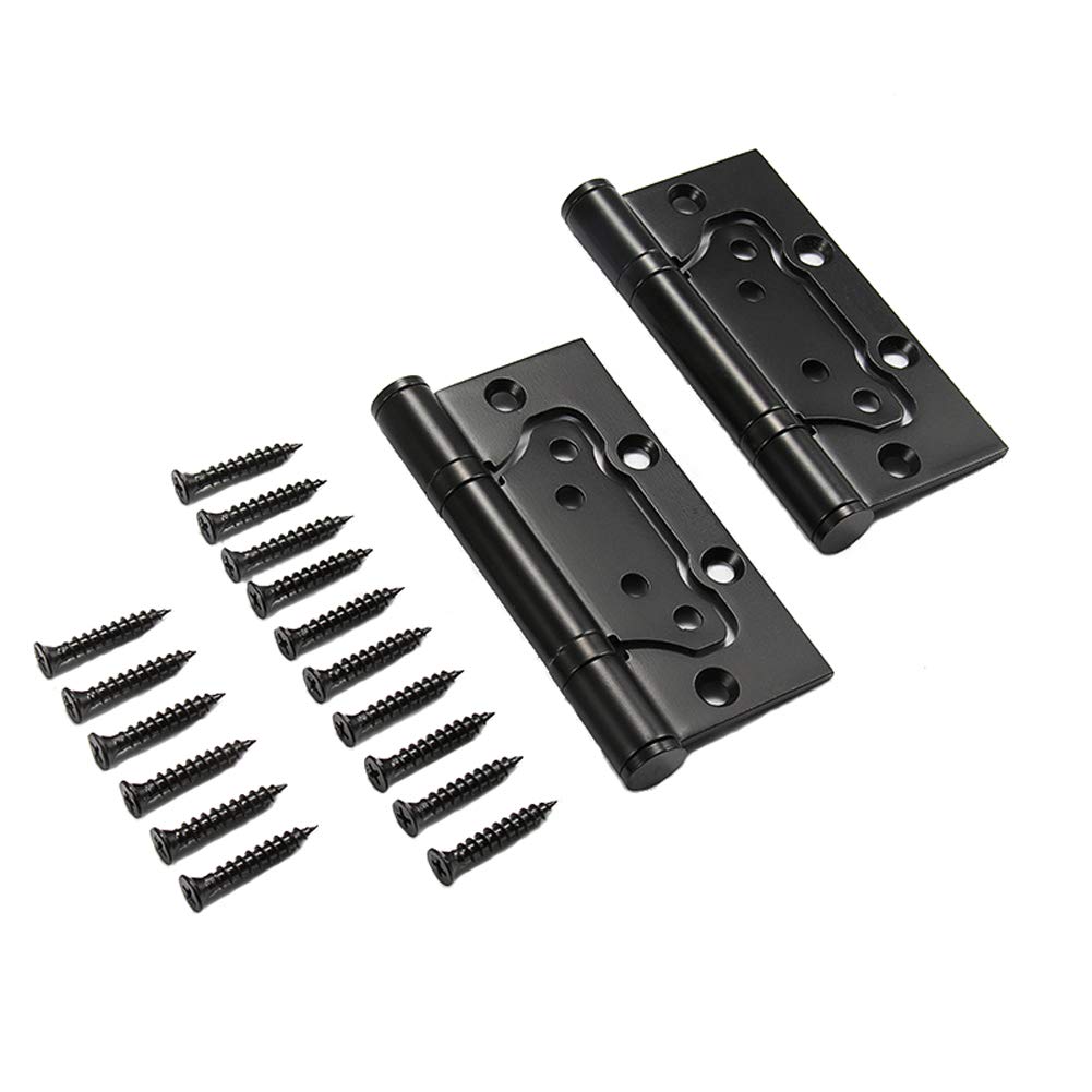Bisagras de puerta, Bisagras de puerta de acero inoxidable para el hogar Bisagras silenciosas con rodamiento de bolas con tornillos, 100 mm de longitud, Negro