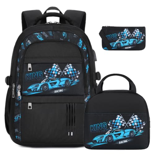 Image of ACESAK Race Car Backpack for Boys - Boy Backpack Schoolbag with Lunch Bag