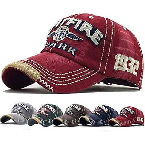 Yutdeng Distressed Cap for Men Vintage Baseball Caps Hip Hop Caps Edge Grinding Do Old Caps for Outdoor Red Cover