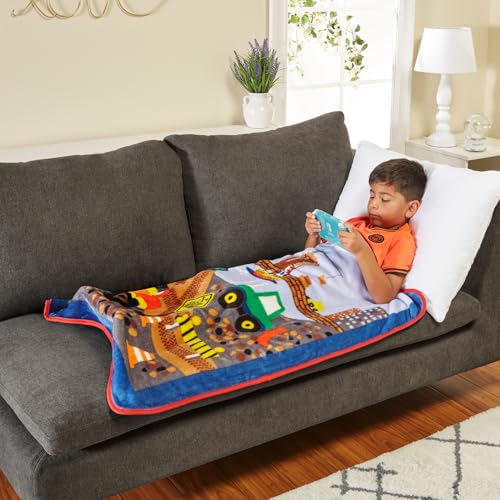 Image of EVERYDAY KIDS Toddler Throw Blanket - 30 inch by 40 inch - Under Construction - Super Soft, Plush, Warm and Comfortable