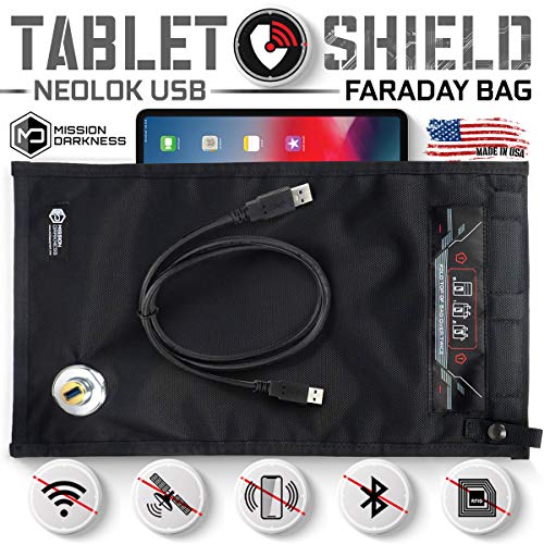 Mission Darkness Medium NeoLok Faraday Bag with Shielded USB Filter // Tablet Size