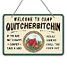 PETCEE Welcome to Camp Quitcherbitchin Sign, 8"x12" Funny Farmhouse Camper Decorations Rv Accessories for Inside Camping Gifts for Happy Camper Camping Hanging Plaque Sign for RV Travel Trailers Wall