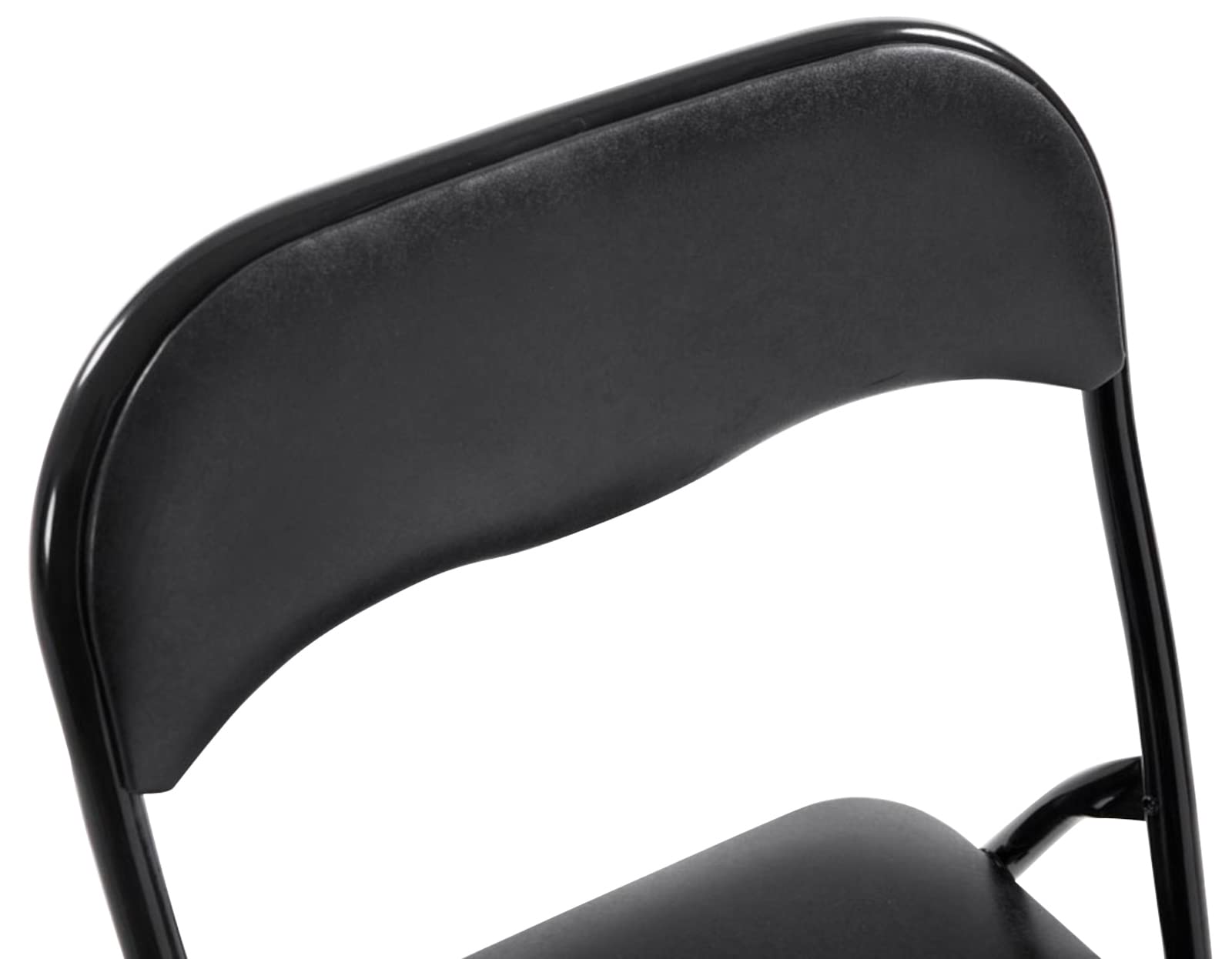 CLP 2er Set Klappstuhl Felix Gepolstert I Küchenstuhl Mit Metallgestell I Kunstleder PVC Sitz Gepolstert I Stühle Klappbar I Campingstühle, Farbe:schwarz/schwarz