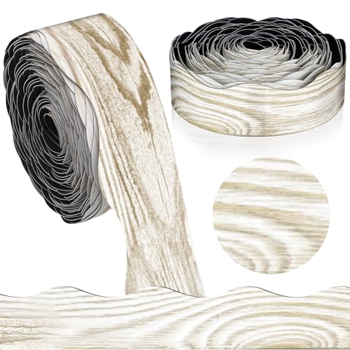 Tellegloww 36 ft Scalloped Magnetic Border Magnetic Border for Whiteboard Magnetic Bulletin Board Borders Reusable Rolled Classroom Borders Trim for School Office Chalkboard (Wood Color,Wood Grain)