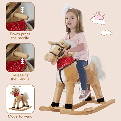 Kids Rocking Horse - Kids Plush Ride-On Rocking Horse Toys With Fun Realistic Sounds For 3-6 Years Boy&Girl, Toddler Outdoor&Indooor Toy Rocker, Infant Gift #TOP5