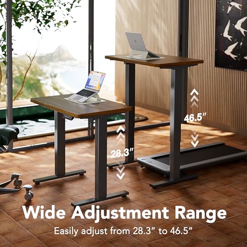 Image of HUANUO 43 x 24 inch Electric Standing Desk Adjustable Height, 4 Memory Height Settings, Sit Stand Up Desk for Home Office & Computer Workstation, Black Walnut