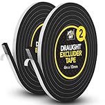 SOL 2pk Draught Excluder Tape 8m Total Length 10mm Wide 6mm Thick Self Adhesive Seal Draft Excluder for Doors and Windows Foam Strip Weatherproof Gap Filler Easy Install Home Door Frame Protection