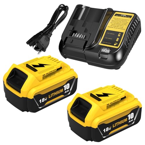 2Stück 10.0Ah Ersatz für Dewalt Akku 18V + 1Stück 3A DCB107 für Dewalt ladegerät 10 8~20V Akkuladegerät mit LED-Anzeige