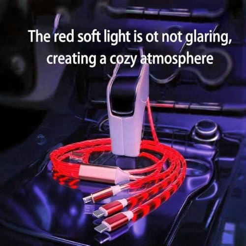 Image of Three in one USB Cable, Multifunctional Interface, Supports Fast Charging, Fast Data Transfer, Compatible with Almost All Mobile Devices, red Glow in The Dark Lighting