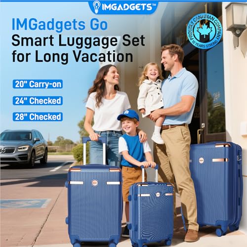 IMGadgets Luggage Set 3 Piece (20"/24"/28") with Air Tracker Tag | ABS Hard Shell Travel Suitcase Set | TSA Lock, 360° Spinner Wheels, Lightweight Durable Luggage for Airplane Trav image 5