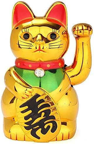 Lucky Fortune Feng Shui Money Chinese Waving Gold CAT Figure with Moving Arm