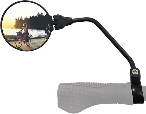 Hafny Espejo de bicicleta eléctrica para manillar, espejo de bicicleta de gran superficie, espejo de bicicleta de vidrio de grado automotriz HD,