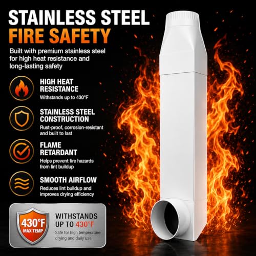 UD48S 4" Stainless Steel Dryer Vent Elbow - Flat Periscope for Whirlpool & All 4" Dryers, 90° to Straight Adjustable Dryer Duct (26-43in), Space Saving Vent Connector (White) by cdipkif - Used condition - Image 3