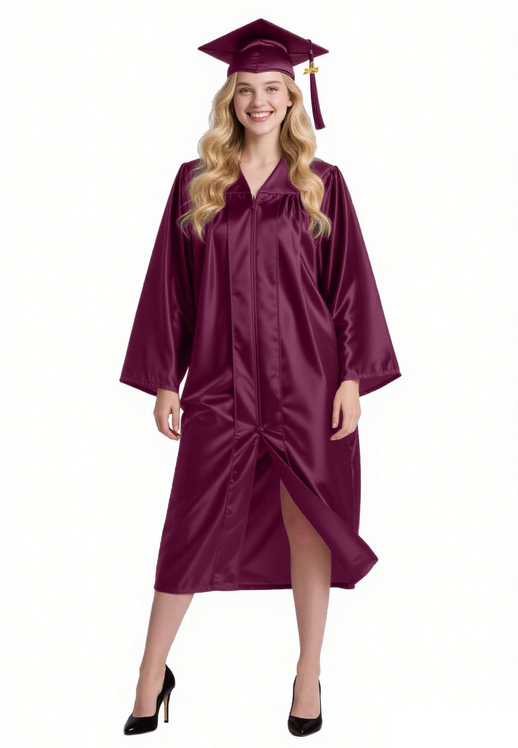 GradPlaza Shiny Graduation Cap and Gown 2026 Year Charm Tassel Set for Middle High School College Commencement