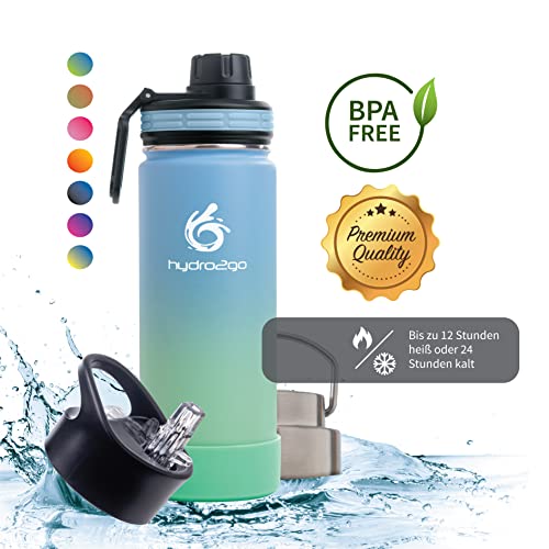 hydro2go Stainless Steel Water Bottle 530ml, BPA-free, keeps drinks hot 12H & cold 24H, for kids school, sports & outdoor - Image 2