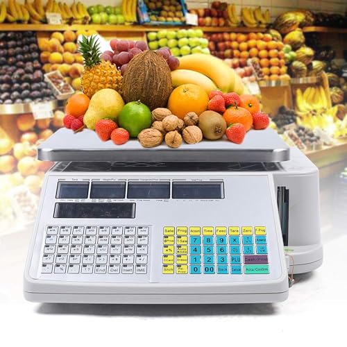 Báscula digital comercial con impresora y múltiples puertos 66lb miniatura 1
