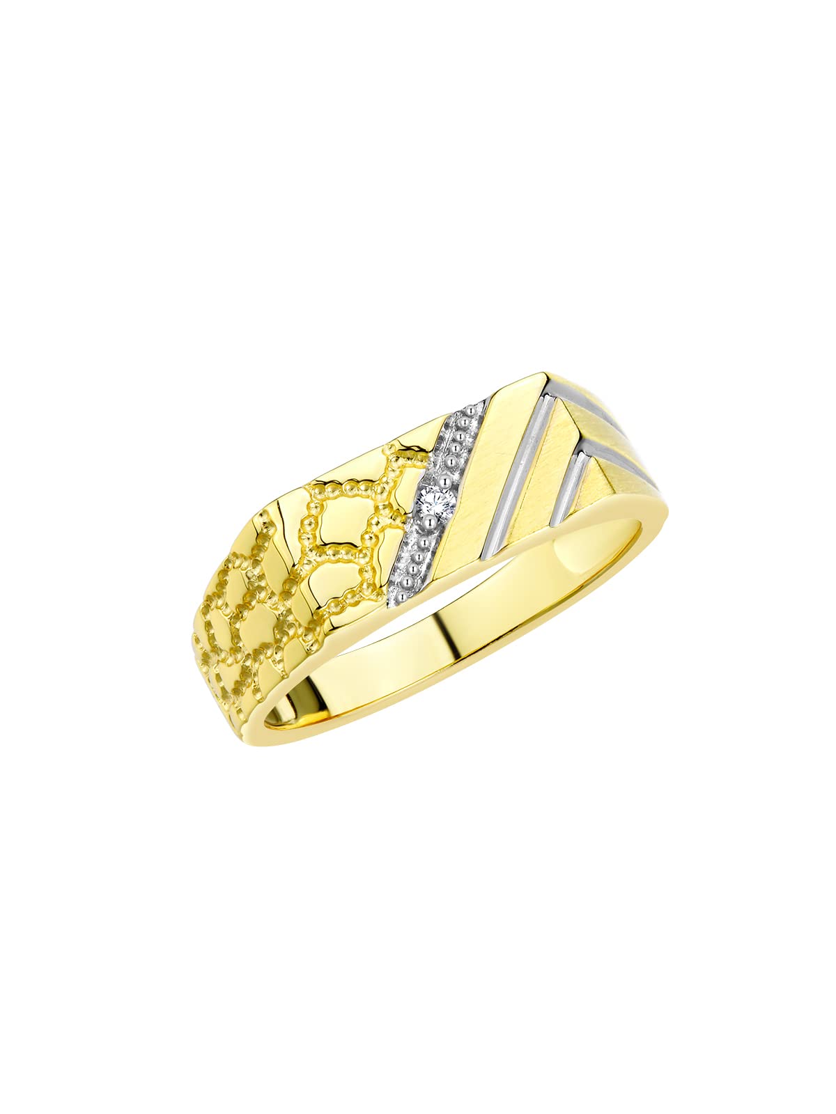 Rylos - Anello da uomo classico con diamante 1/2 in argento placcato oro giallo 925 bicolore