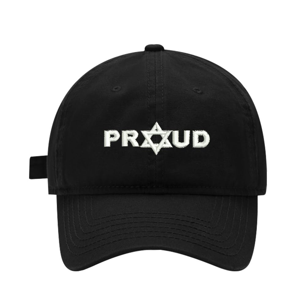 Men's Embroidered "Proud Jewish Israel" Baseball Cap - Washed Cotton, Adjustable Dad Hat, Unisex, One Size - View #3
