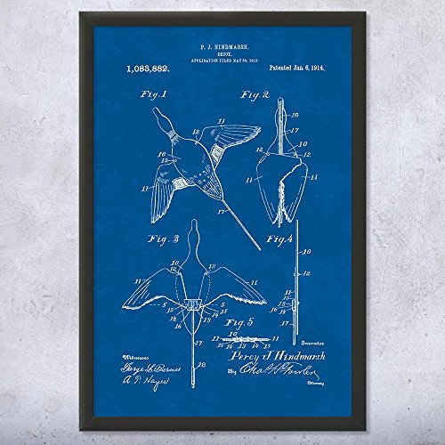 Duck Hunting Decoy Patent Framed Print (12x18) Hunting Art, Cabin Decor, Hunting Gifts, Man Cave Decor, Duck Hunting Gifts, Farmhouse Decor