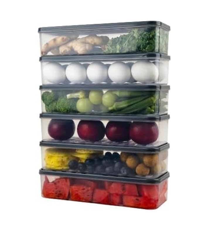 RIOMAX Fridge Storage Boxes Fridge Organizer with Removable Lid Stackable Fridge Storage Freezer Storage Containers for Fish, Meat, Vegetables, Fruits (1200ML, Pack of 6) (B0DC3FSPTZ) Amazon Price History, Amazon Price Tracker