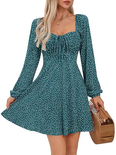 Missufe Damen Freizeitkleid Swing A Linien Langarm Kordelzug Gerafft Kurze...