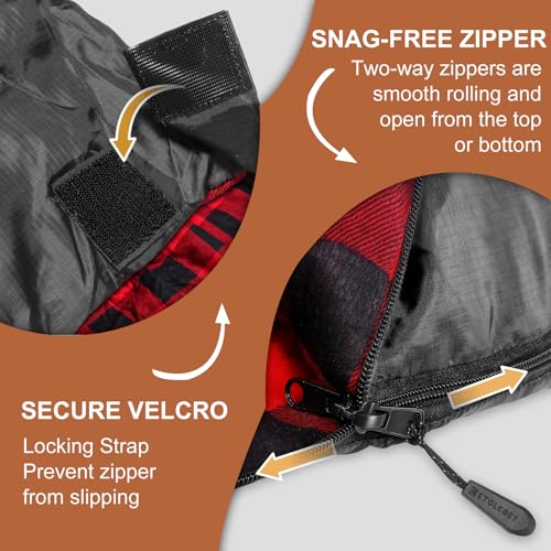 ETGLCOZY Doppelschlafsack Baumwolle Flanell Schlafsack 2 Personen – Ansicht 4