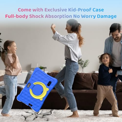 Image of Kids Tablet, 7 Inch Android 15 Tablet for Kids, 8GB+32GB 1TB Expanding, Quad Core Toddler Tablets with Shockproof Case, BT5.0, WiFi 5, Parental Controls, Games, Dual Camera (Blue)