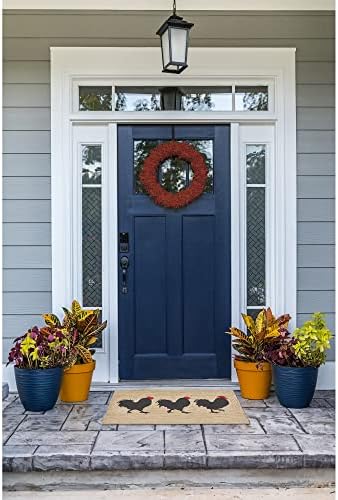 Liora Manne Frontporch Hand-Tufted Indoor/Outdoor Easy Care Area Rug Rug-Transitional, Garden, Animal, Contemporary, Roosters Neutral 1'8" x 2'6"