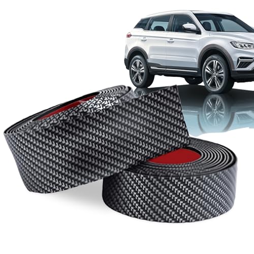 QIANAI 2 Pcs Guardabarros de Rueda de Coche, Tira de Paso de Rueda Universal, Bengalas de Guardabarros, Guardabarros de Extensión del Paso de Rueda, Ampliación del Guardabarros(1.5 m, Fibra de carbono