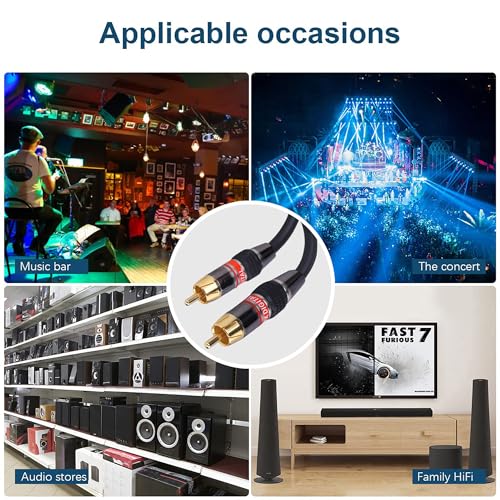 Image of MX 2 RCA to 2 RCA Stereo Audio Cable 3 Meter | Gold-Plated Male to Male OFC Cable | Dual Shielded Audio Cable for Home Theater, Amplifier, Hi-Fi System, Car Audio & Speakers