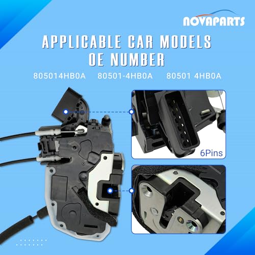 Image of NOVAPARTS 80501-4HB0A Front Left Driver Side Door Lock Actuator for 2014-2020 Infiniti Q50 Door Latch Assembly Replaces # 805014HB0A