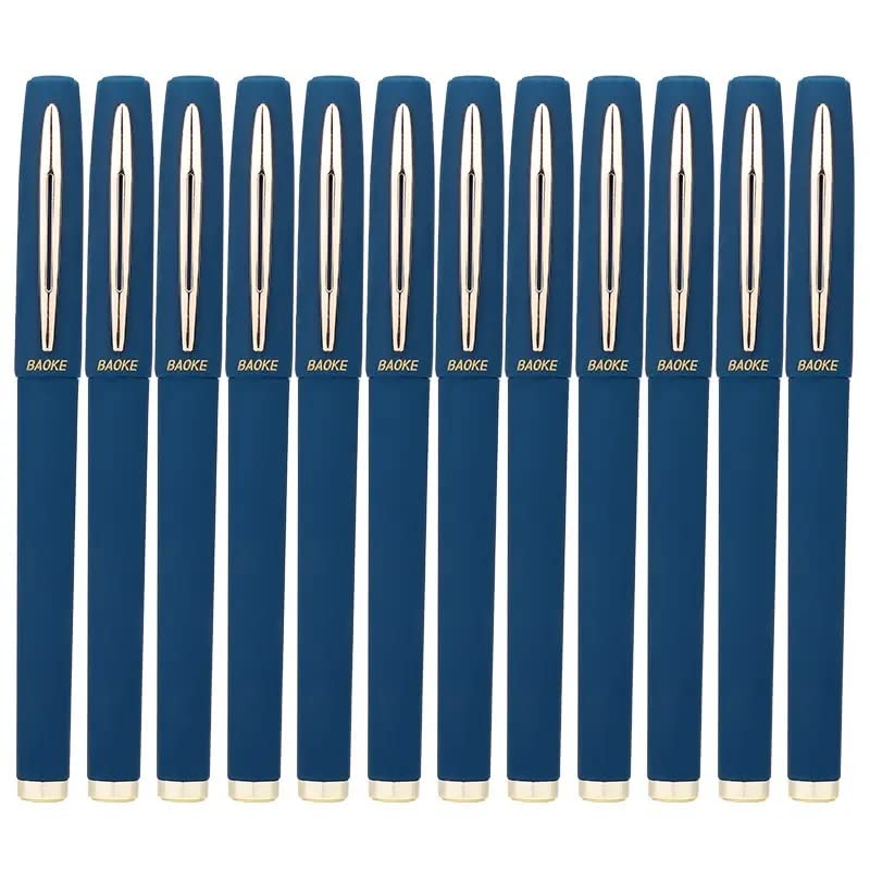Image of Levin 12pcs Baoke gel ink Roller Ball pen,fine point, 1.0mm large capacity special student examination office neutral pen. (Blue)