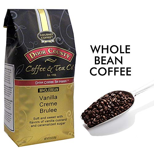 Door County Coffee - Vanilla Creme Brulee, Vanilla And Cream Flavored Whole Bean Coffee - Medium Roast, 10 Oz Bag #TOP2