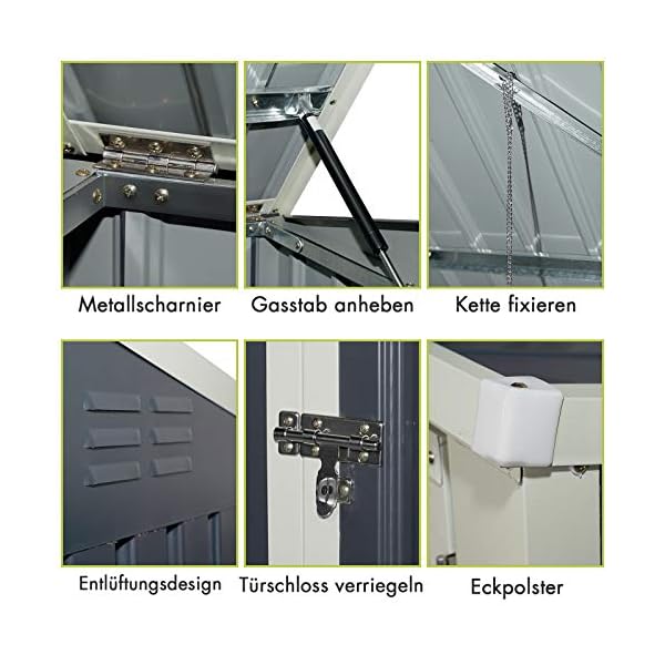 COSTWAY ✅ Mülltonnenbox für 2 Tonnen, Müllbox Stahl, Gartengerätebox abschließbar, Gartenbox Wasserdicht, Gartenschrank… – Bild 7