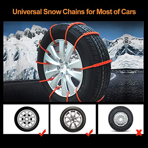 soyond Snow Chains Car Anti Slip Snow Tire Chains Adjustable Anti-Skid Chains Car Tire Snow Chains for Car/SUV/Trucks-Set of 6 Width 165-255mm/6.4-10.1''