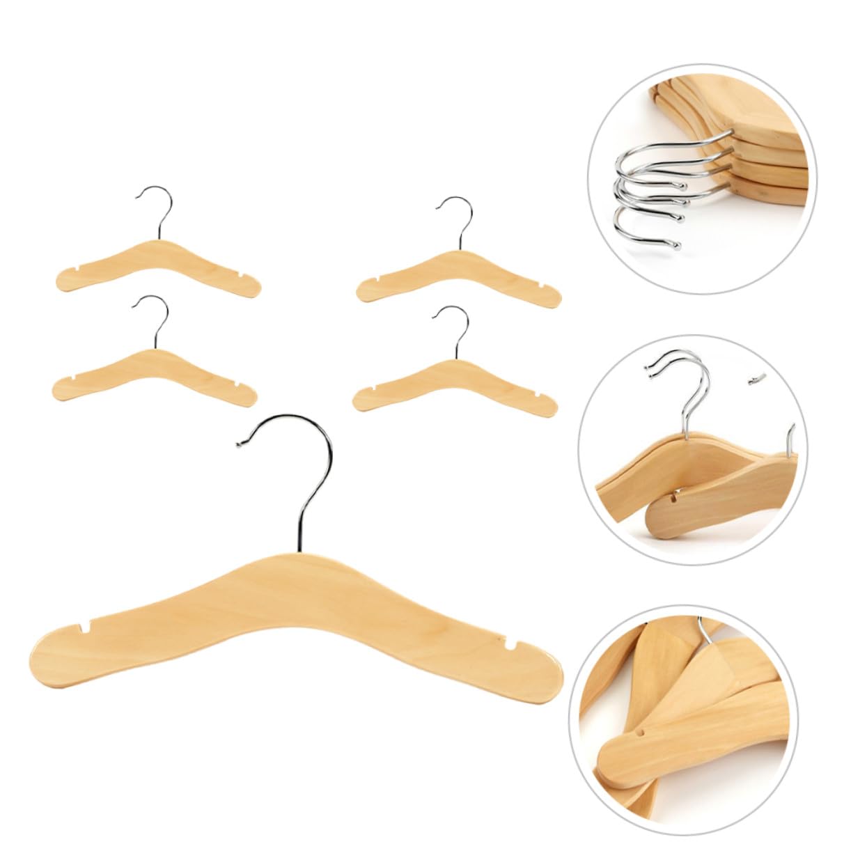 Perchas de Madera para Niños 5 Piezas, Perchas Pequeñas