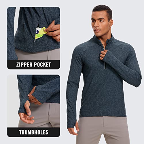Crz Yoga Men's Half Zip Golf Pullover Athletic Long Sleeve T-Shirts Mock Neck 1/2 Workout Running Sweatshirt With Pocket Royal Blue Heather X-Large #TOP4