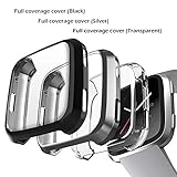 GHIJKL 3 Packs Screen Protector Compatible Fitbit Versa, Ultra Slim Soft Full Cover Case for Fitbit Versa (Versa: Crystal Clear, Black, Red) - Image 2