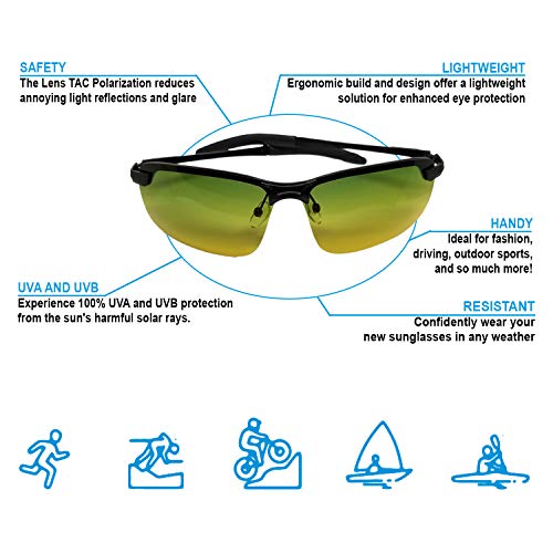 UV400 HD TAC Polarized Trendy Sunglasses for Men - Superior Anti Glare Quality Stylish Driving Glasses - 100% UVA and UVB Protection for Camping Fishing SHTF Daysight Hunting or Sporty Night Vision4