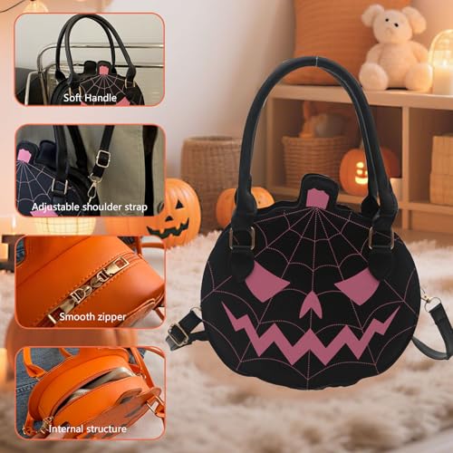 Pumpkin Crossbody Bag for Women Novelty Devil Shoulder Bag PU Leather Handbag Halloween Funny Purse3