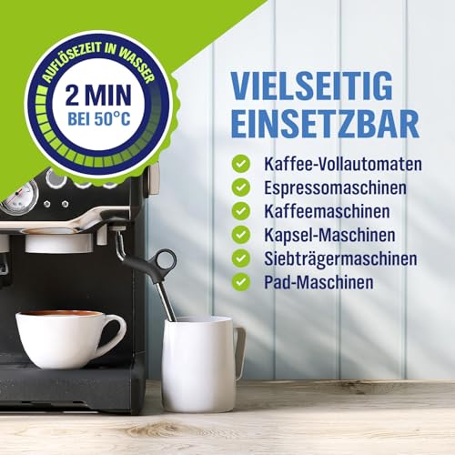 WoldoClean Entkalkungstabletten für Kaffeevollautomaten - 15 Tabs kompatibel mit allen gängigen Herstellern, Entkalker für Kaffeemaschinen