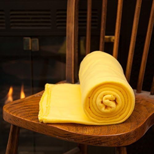 Imperial Home 50x60 Soft Fleece Throw Blanket, Throw Blanket for Couch, Travel, Bed, Room, Travel Essentials, Fleece Travel Blanket, Lightweight Blanket, Fall Blankets & Throws, Cozy Blanket (Yellow)