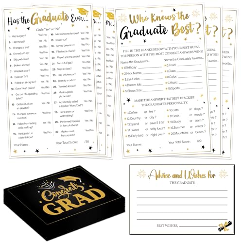 75Pcs 2025 Graduation Party Game Cards Grad Wishes & Advice
