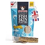 SKIPPER'S Fish Skin Flatties Sticks - Handmade and Air-Dried - 100% Dog Chews Long Lasting Natural Dog Treats - Skin Care - High Protein Low Fat Dog treats - Short, 70g